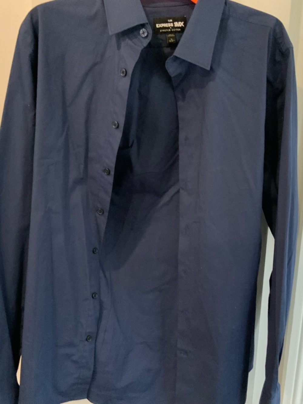 Express Men's Navy Blue Dress Shirt - Slim Fit size medium.  SKU 3021